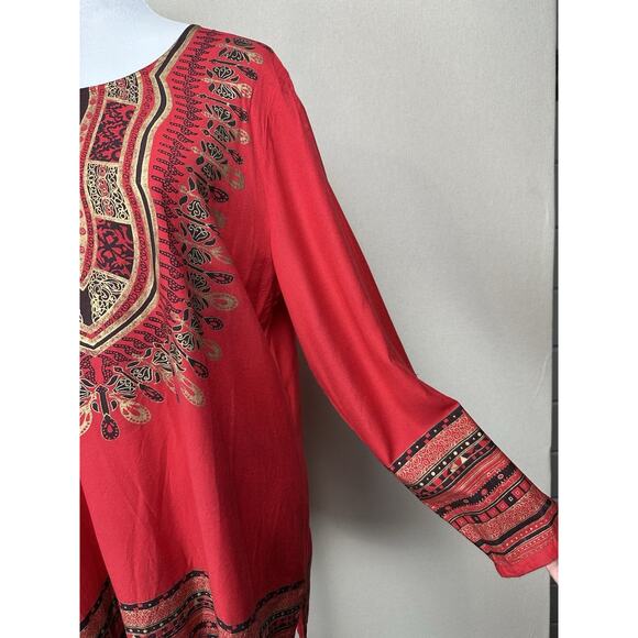 Ashro Women's Aztek African Indian Boho Size XL Tunic Top Colorful India - Picture 5 of 14